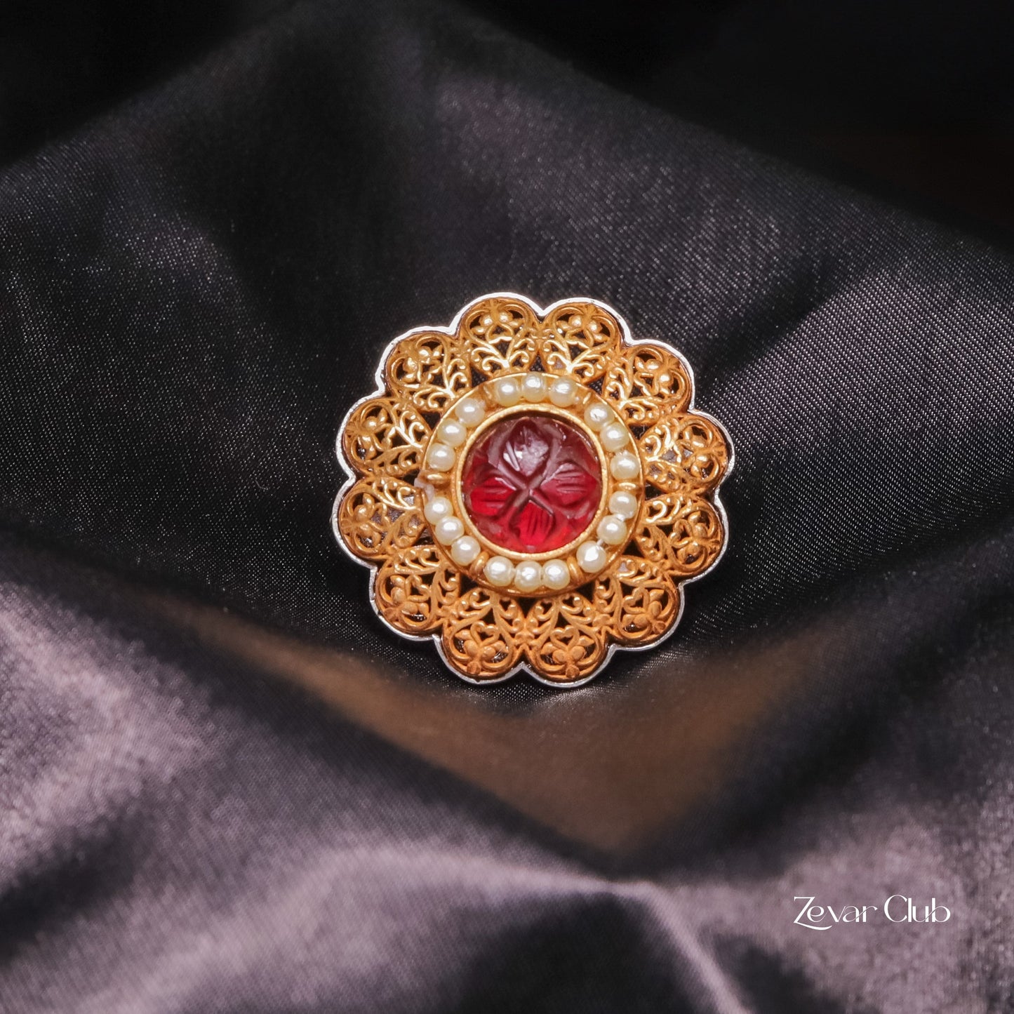 14K Gold Plated Royal Adjustable Statement Ring