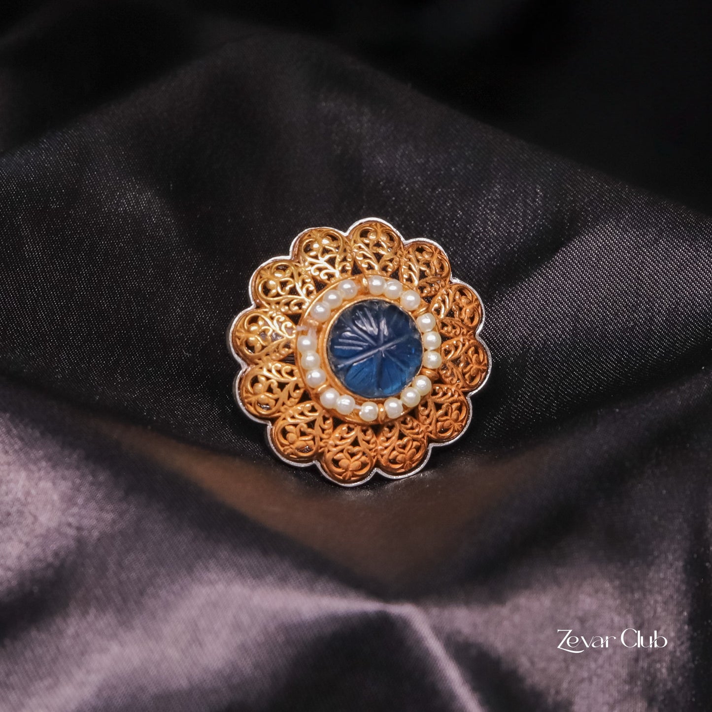 14K Gold Plated Royal Adjustable Statement Ring