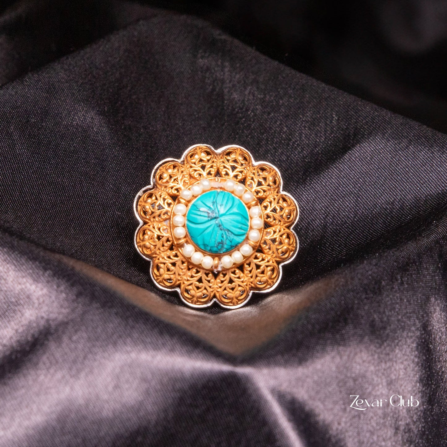 14K Gold Plated Royal Adjustable Statement Ring