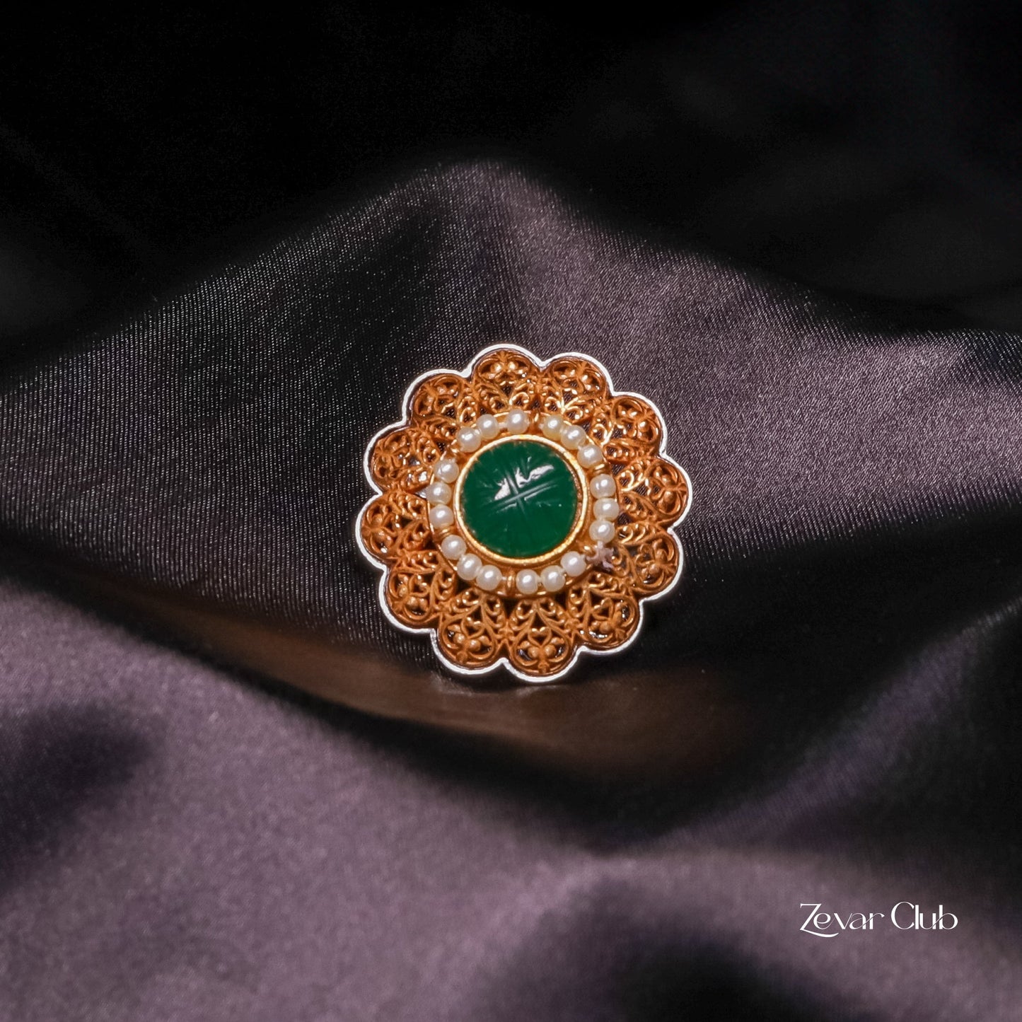 14K Gold Plated Royal Adjustable Statement Ring