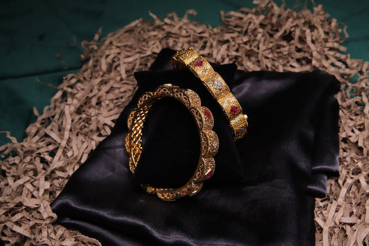 14K Gold Plated Rajwada Bangles, Set of 2