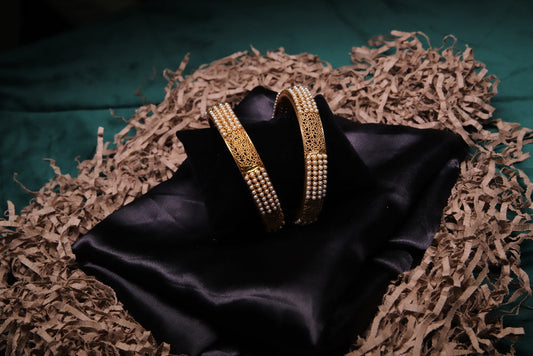 Rajwada Bangles with Fine Pearls, Set of 2