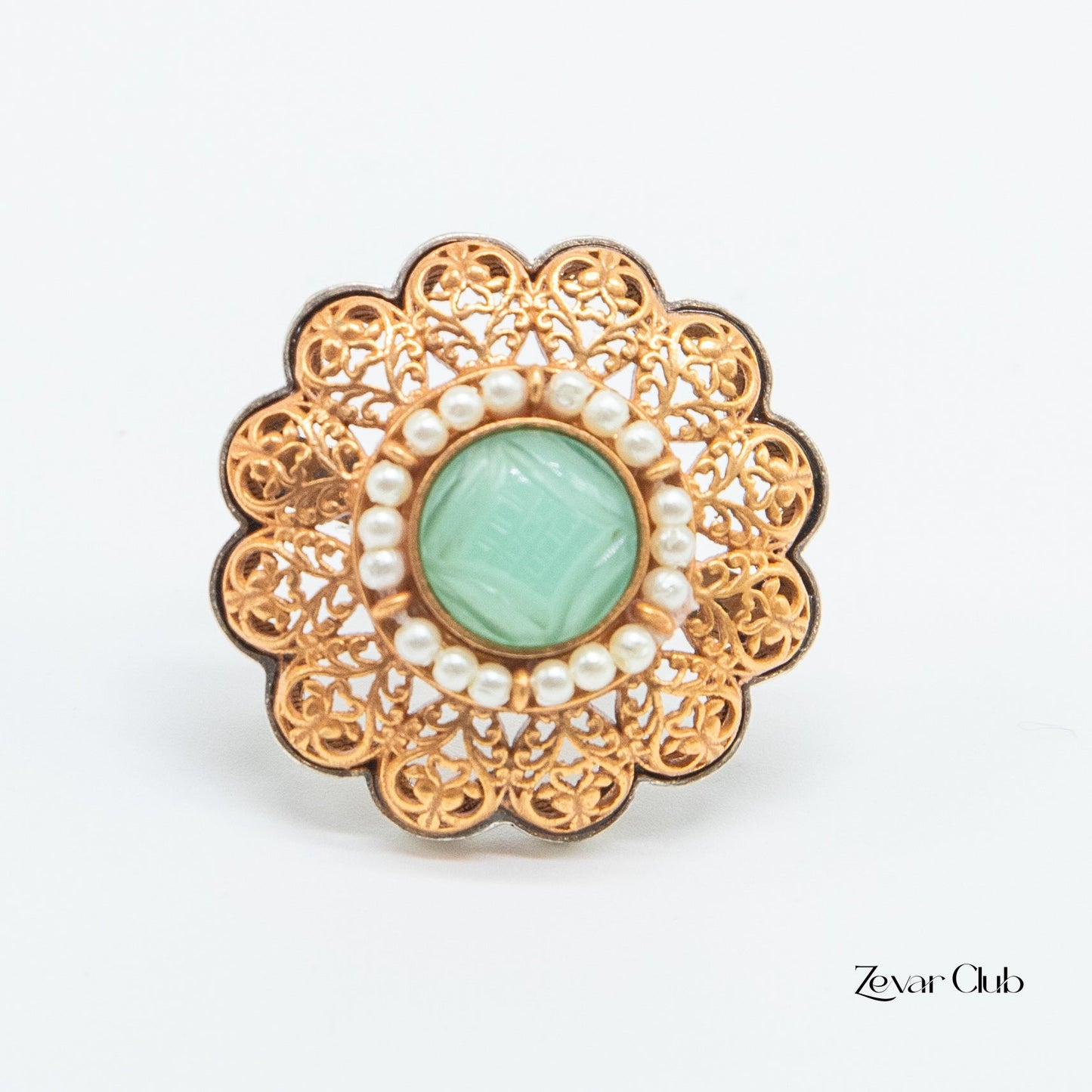 14K Gold Plated Royal Adjustable Statement Ring