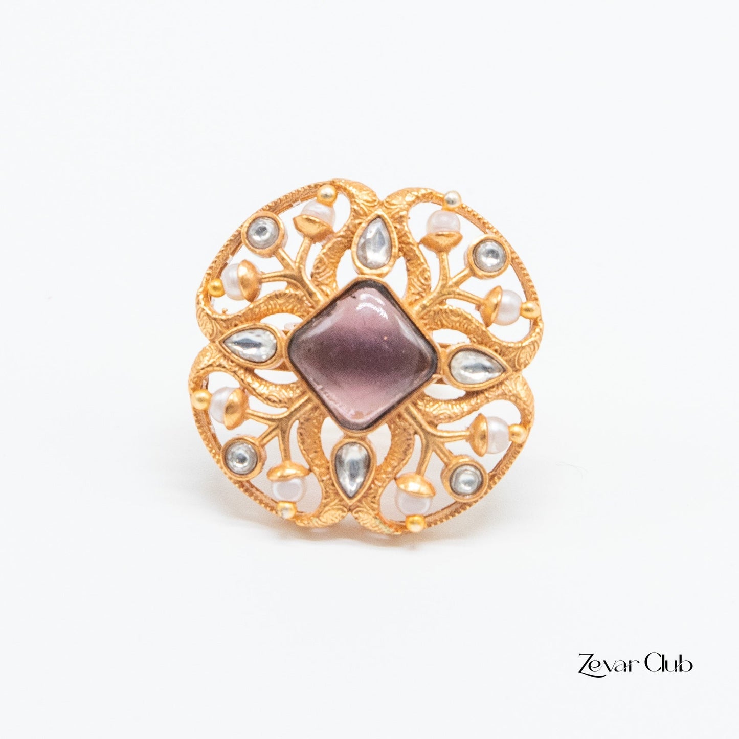 Antique Semi Precious Adjustable Statement Ring