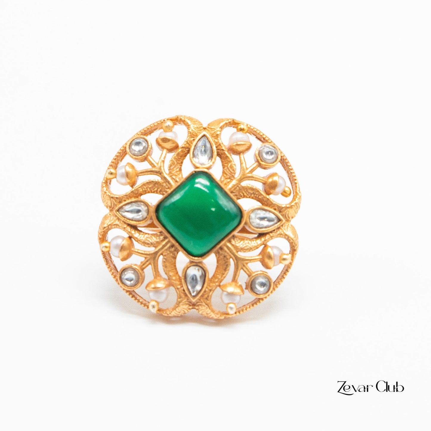 Antique Semi Precious Adjustable Statement Ring