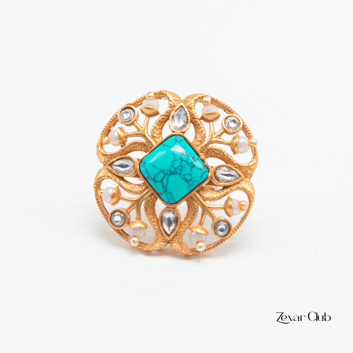 Antique Semi Precious Adjustable Statement Ring