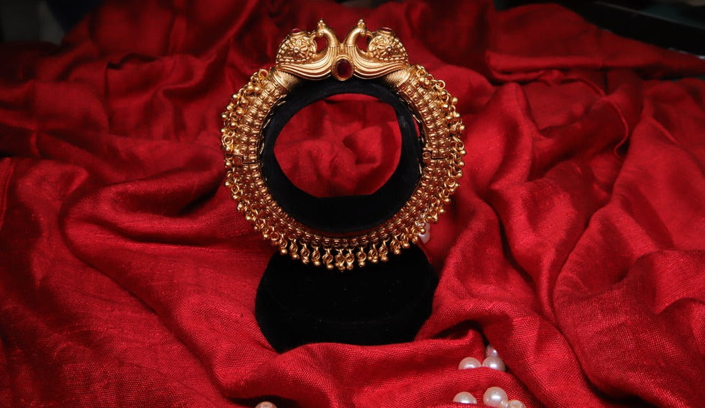 Rajwada Peacock Ghungroo Bangle - Single Piece