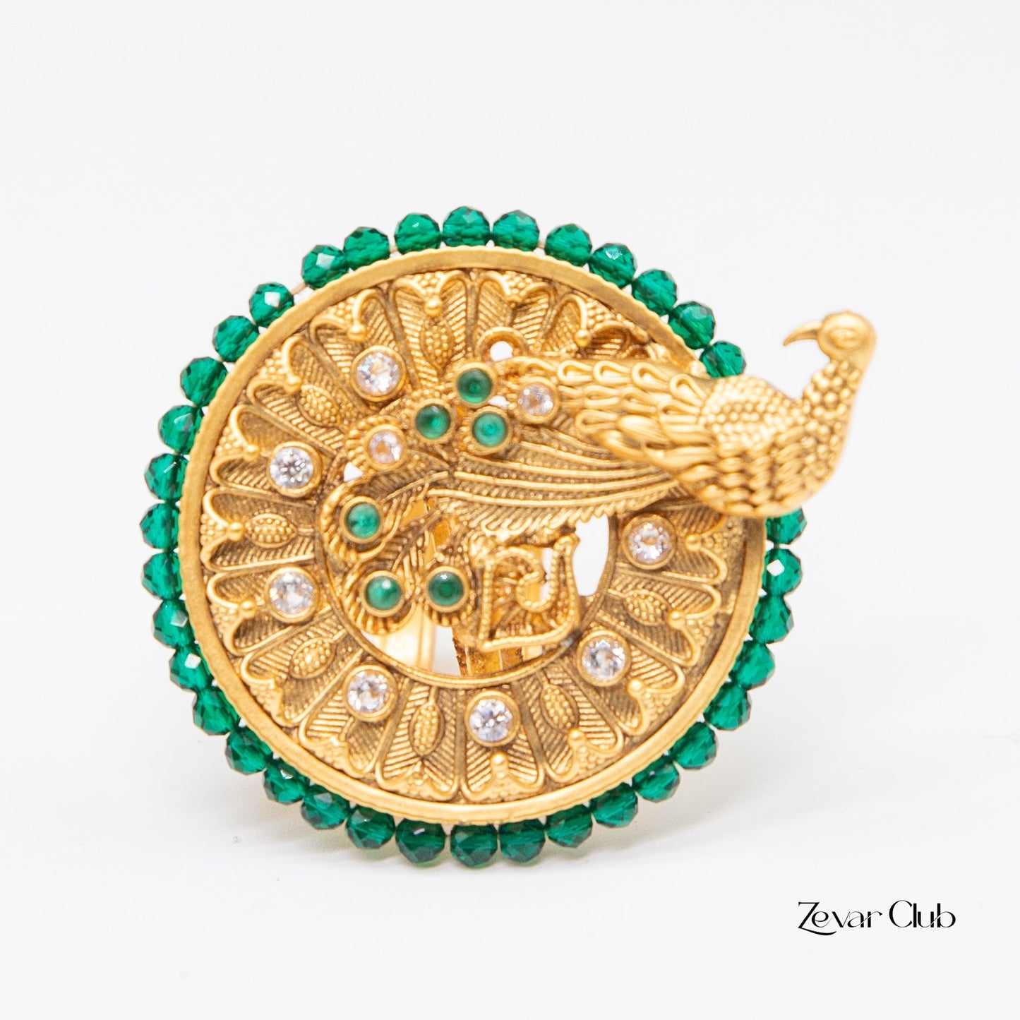 14K Gold Plated Peacock Temple Ring