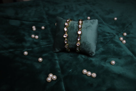 Minimal Kundan Bangles, Set of 2
