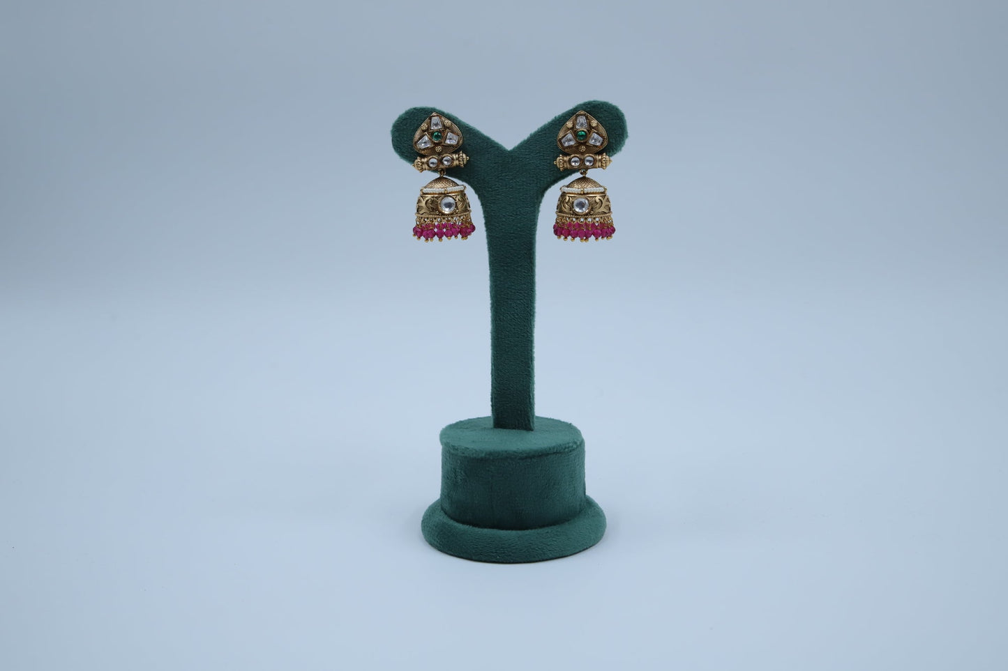 22K Gold Plated Kundan Handcrafted Jhumkis