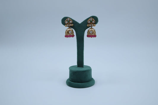 22K Gold Plated Kundan Handcrafted Jhumkis