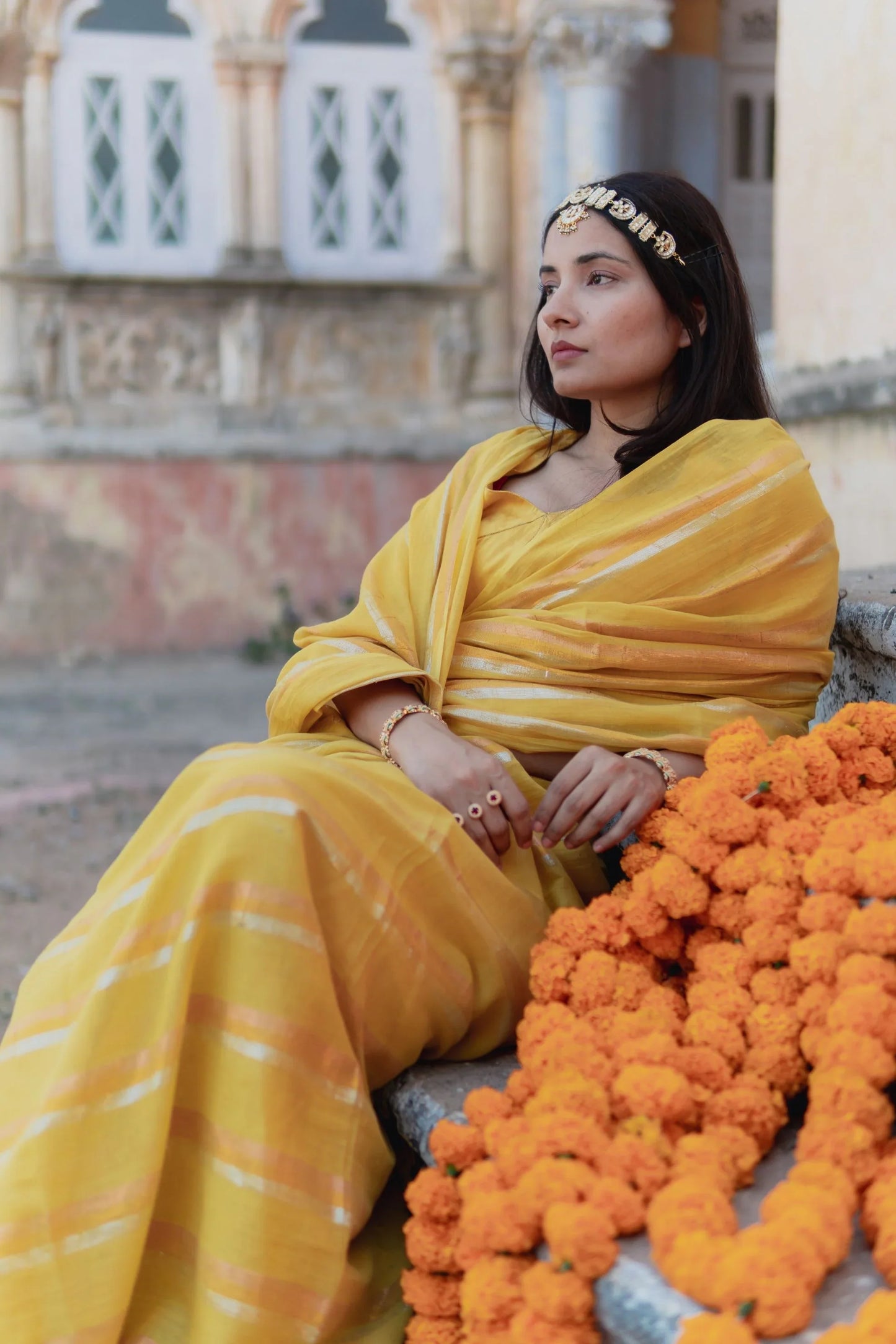 Genda Phool Cotton Mulmul Saree