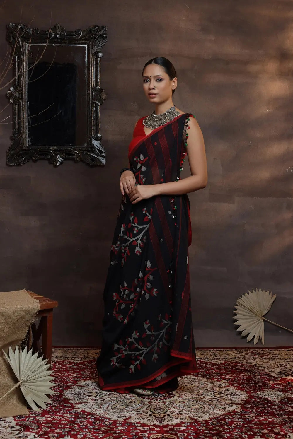 Handloom Black Soft Cotton Jamdani