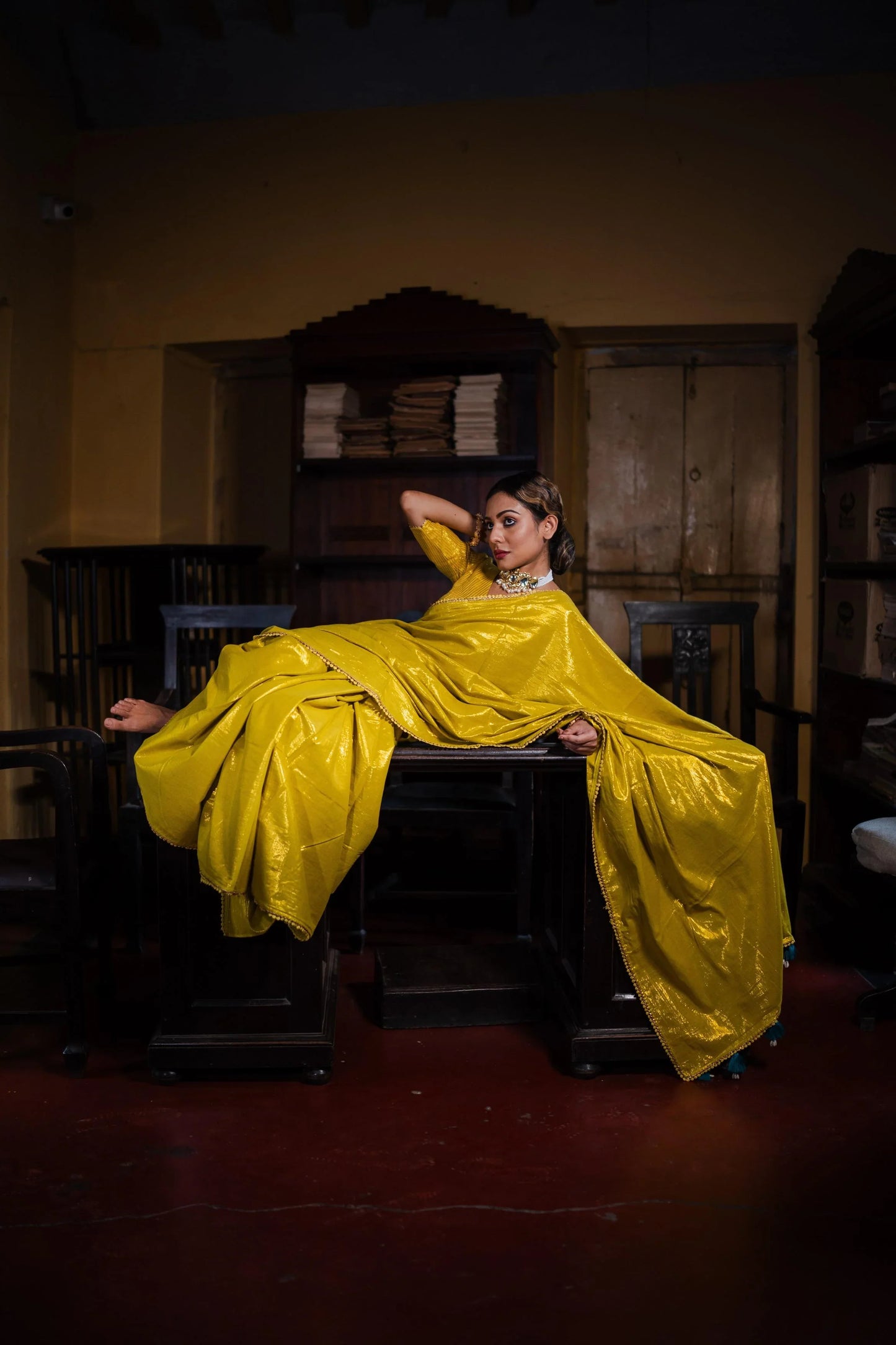 Goldie Mustard Yellow Kamli Saree