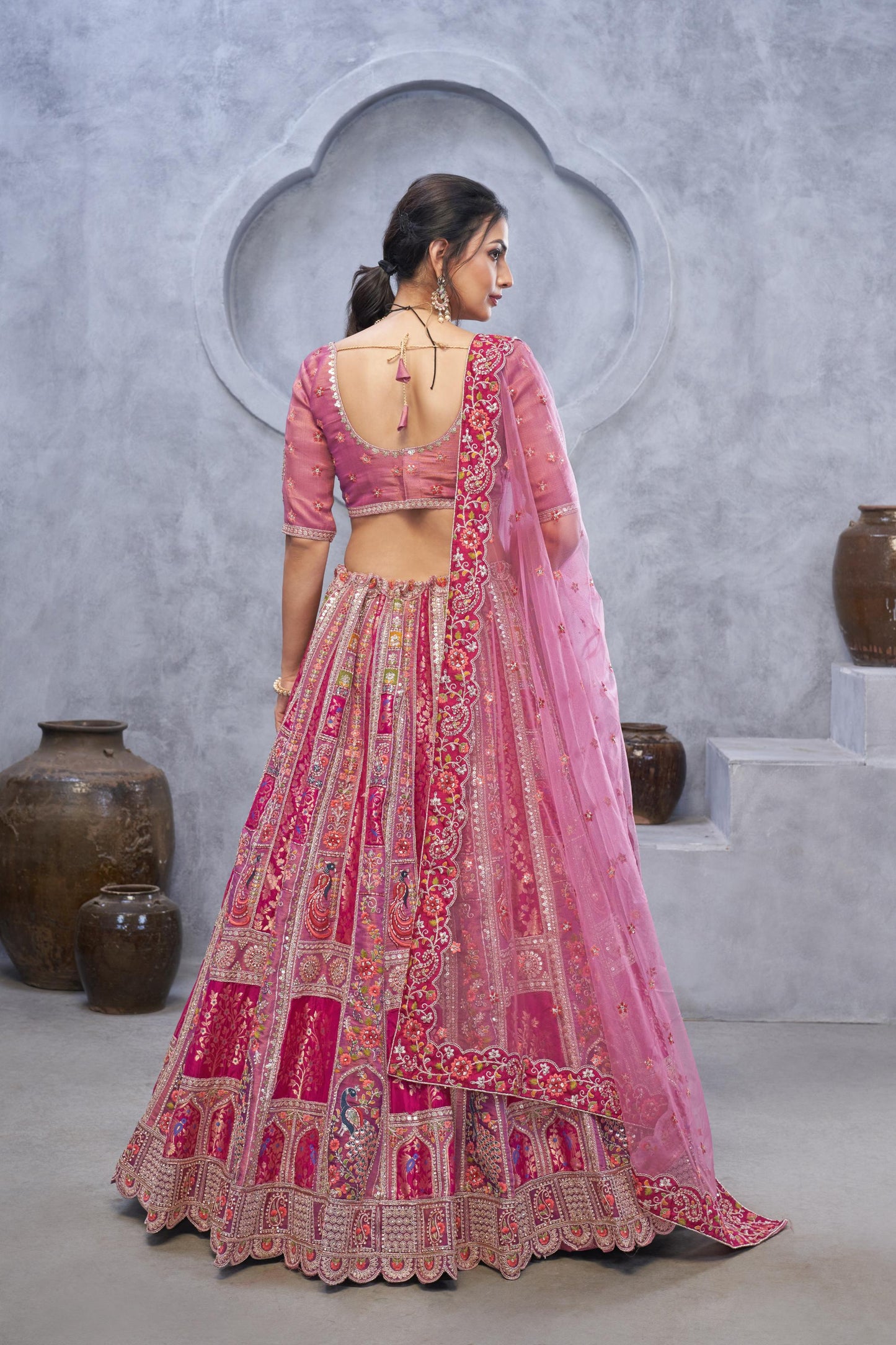 Purple Banarasi Silk Zari Embroidery Bridal Lehenga