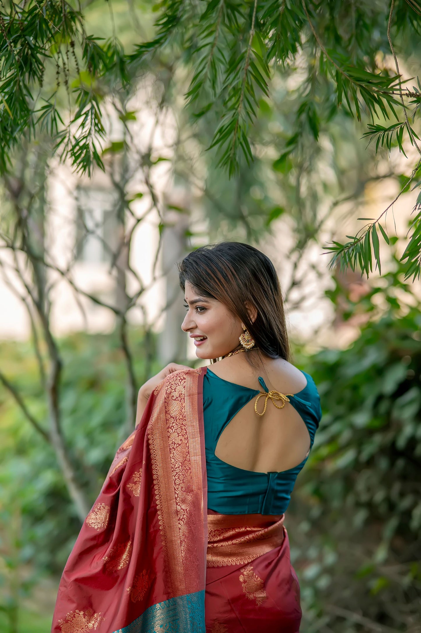 Krishna Maroon Banarasi Silk zari Saree