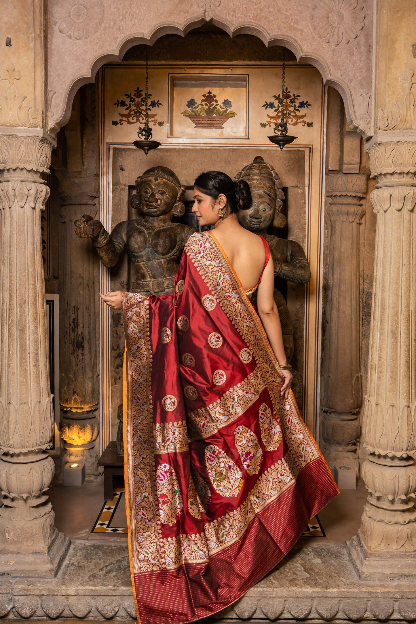 Maroon Handwoven Kadwa Katan Silk Saree