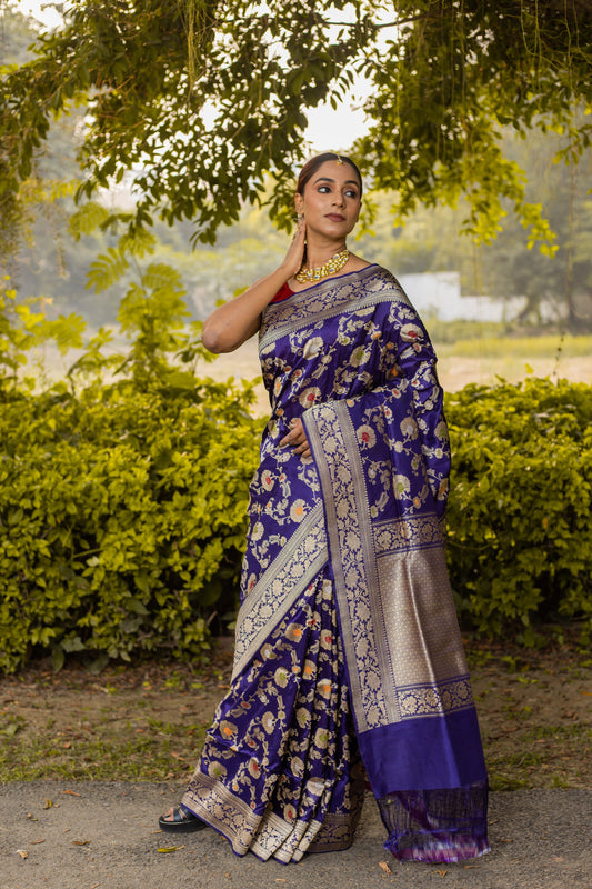 Royal Blue Saree Katan Silk Handwoven
