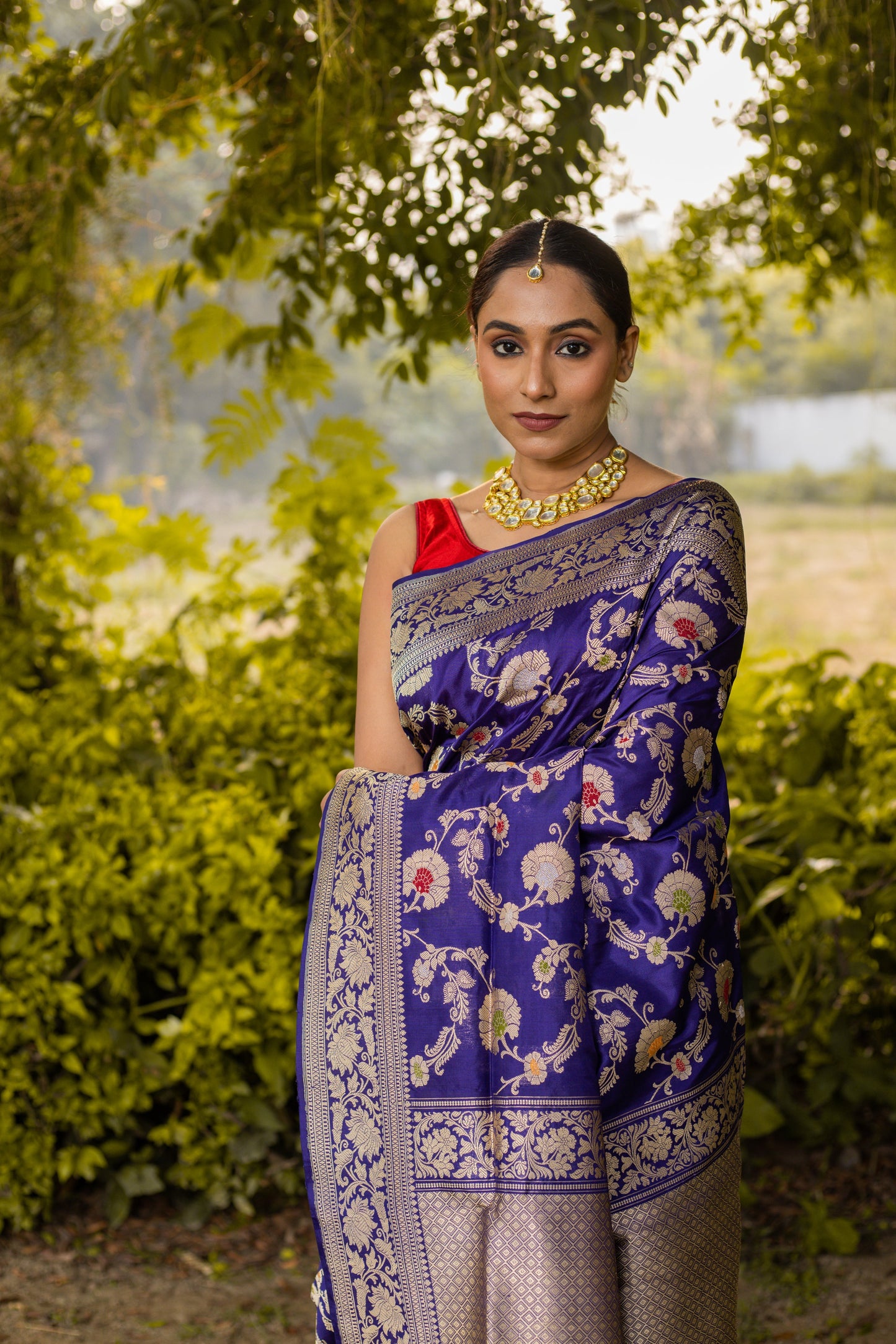Royal Blue Saree Katan Silk Handwoven