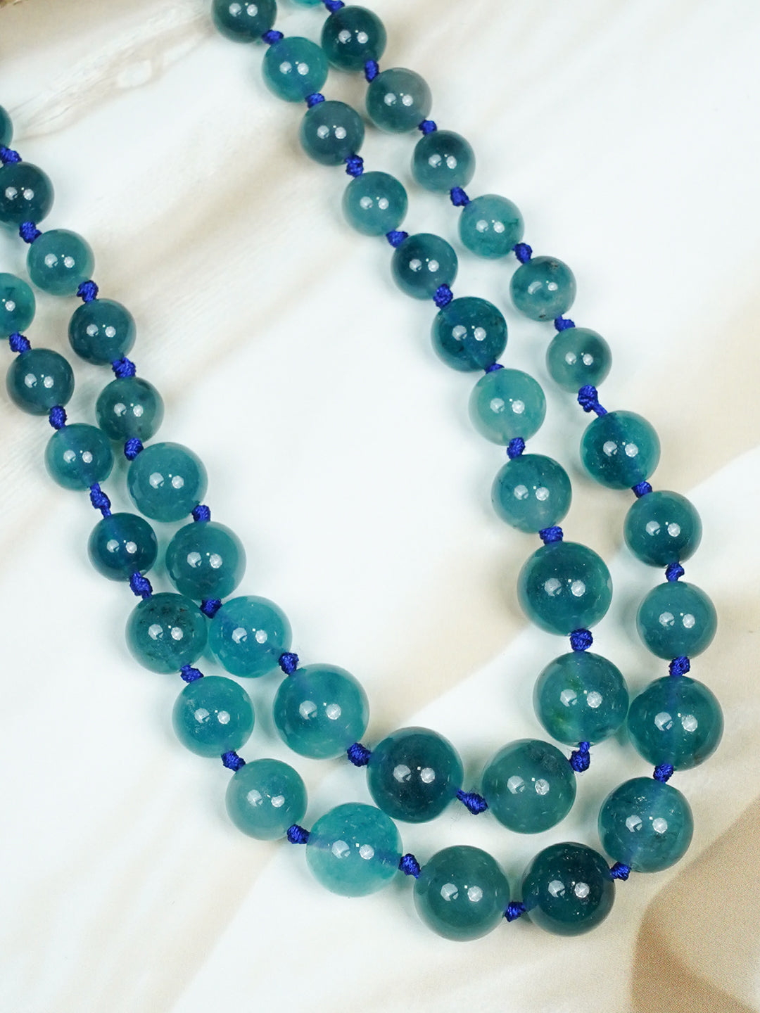 Zevar Club Yellow Green Orange Glossy Beads Double Layer Handcrafted Statement Necklace