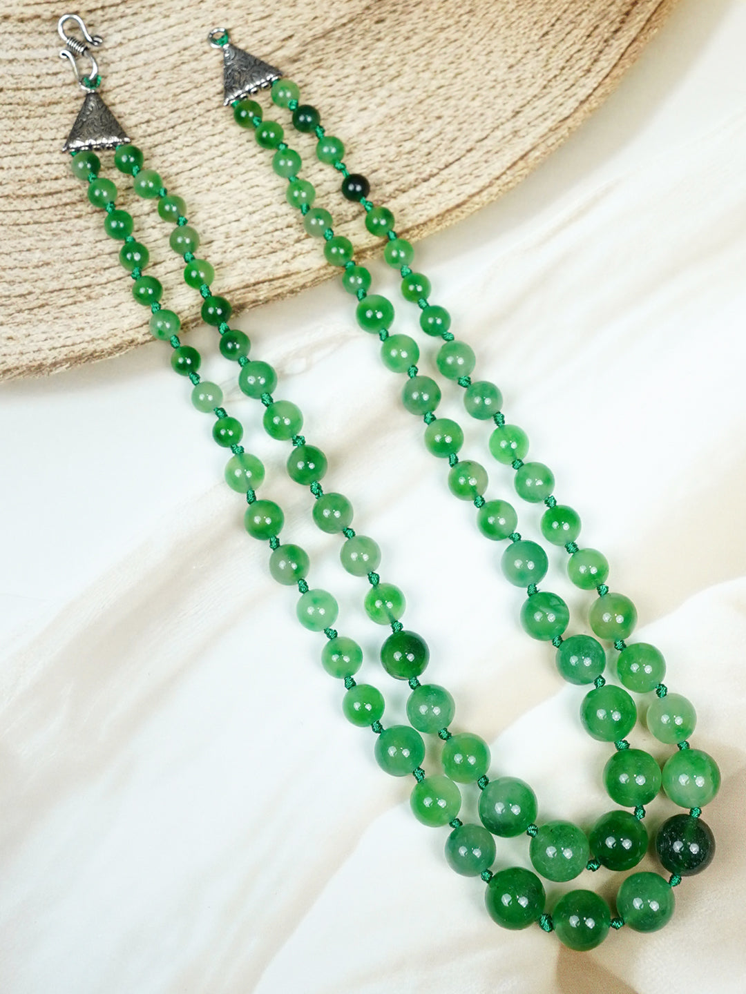 Zevar Club Yellow Green Orange Glossy Beads Double Layer Handcrafted Statement Necklace