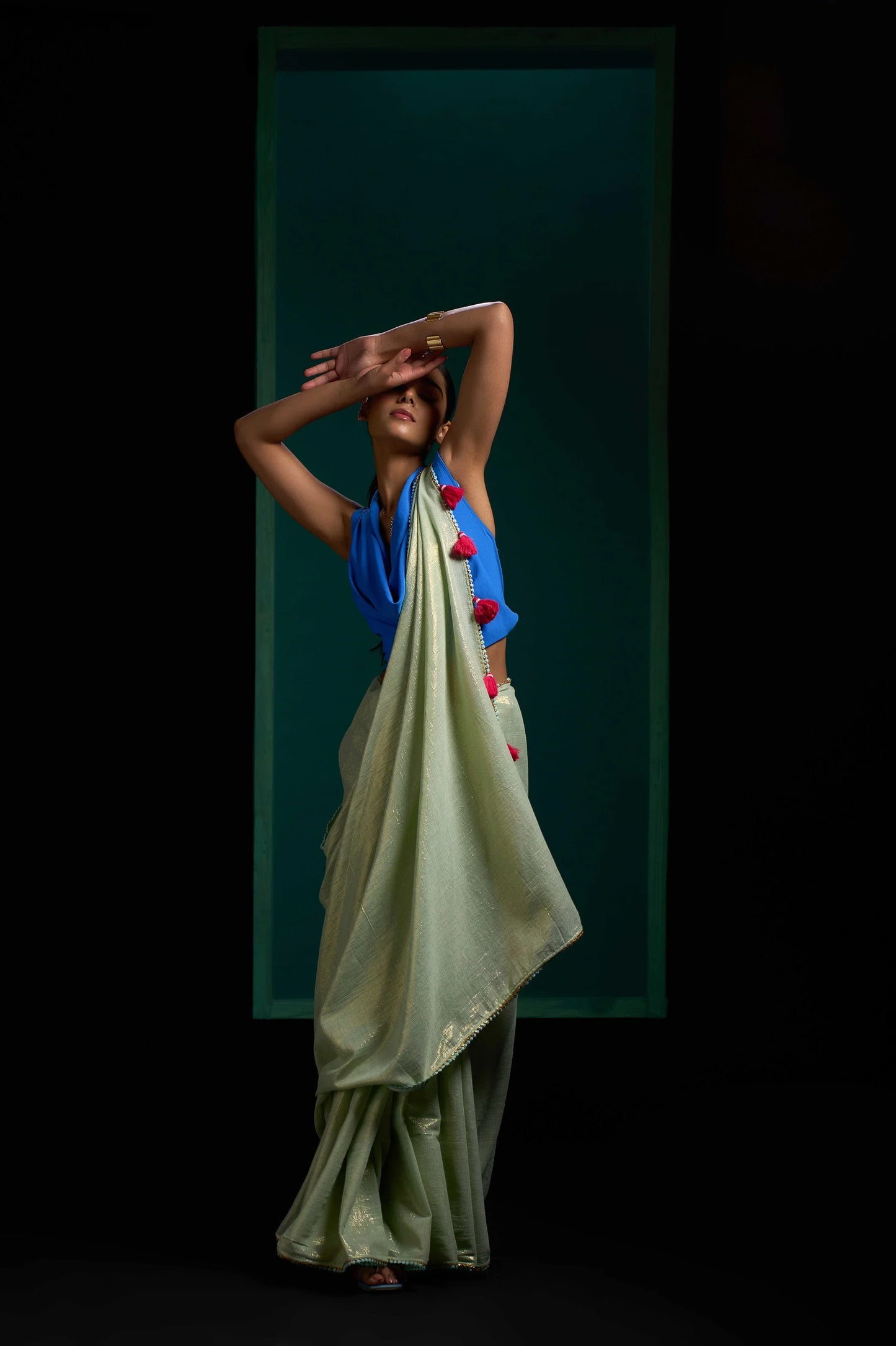 Mint Green Cotton Handloom Saree