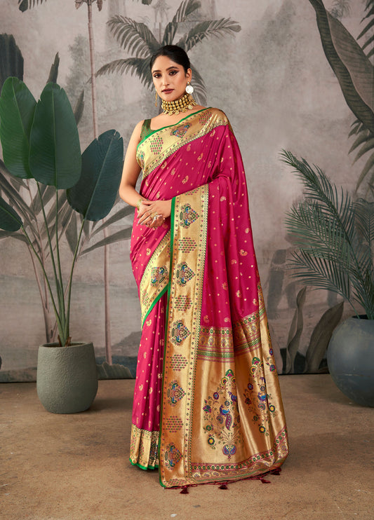 Isha Wine Paithani Silk Zari woven Saree