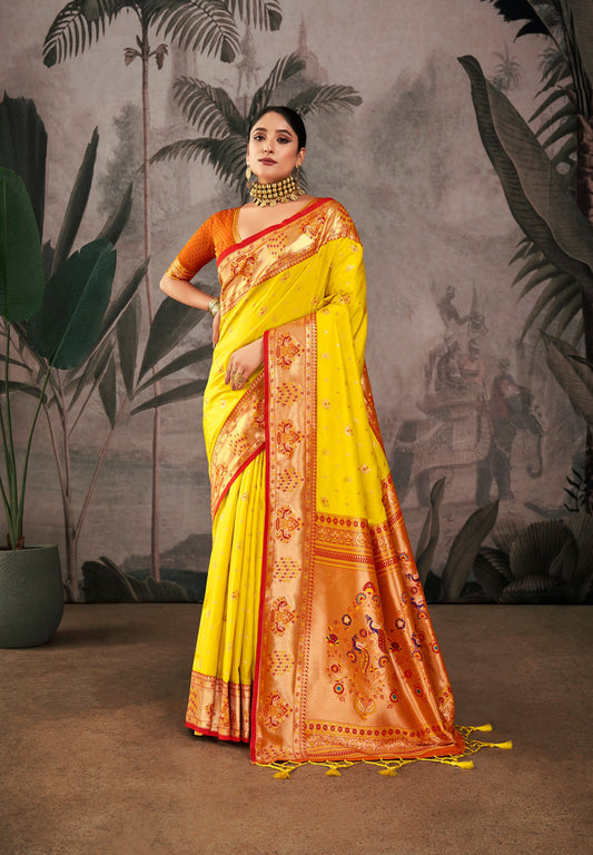 Isha Yellow Paithani Silk Zari woven Saree