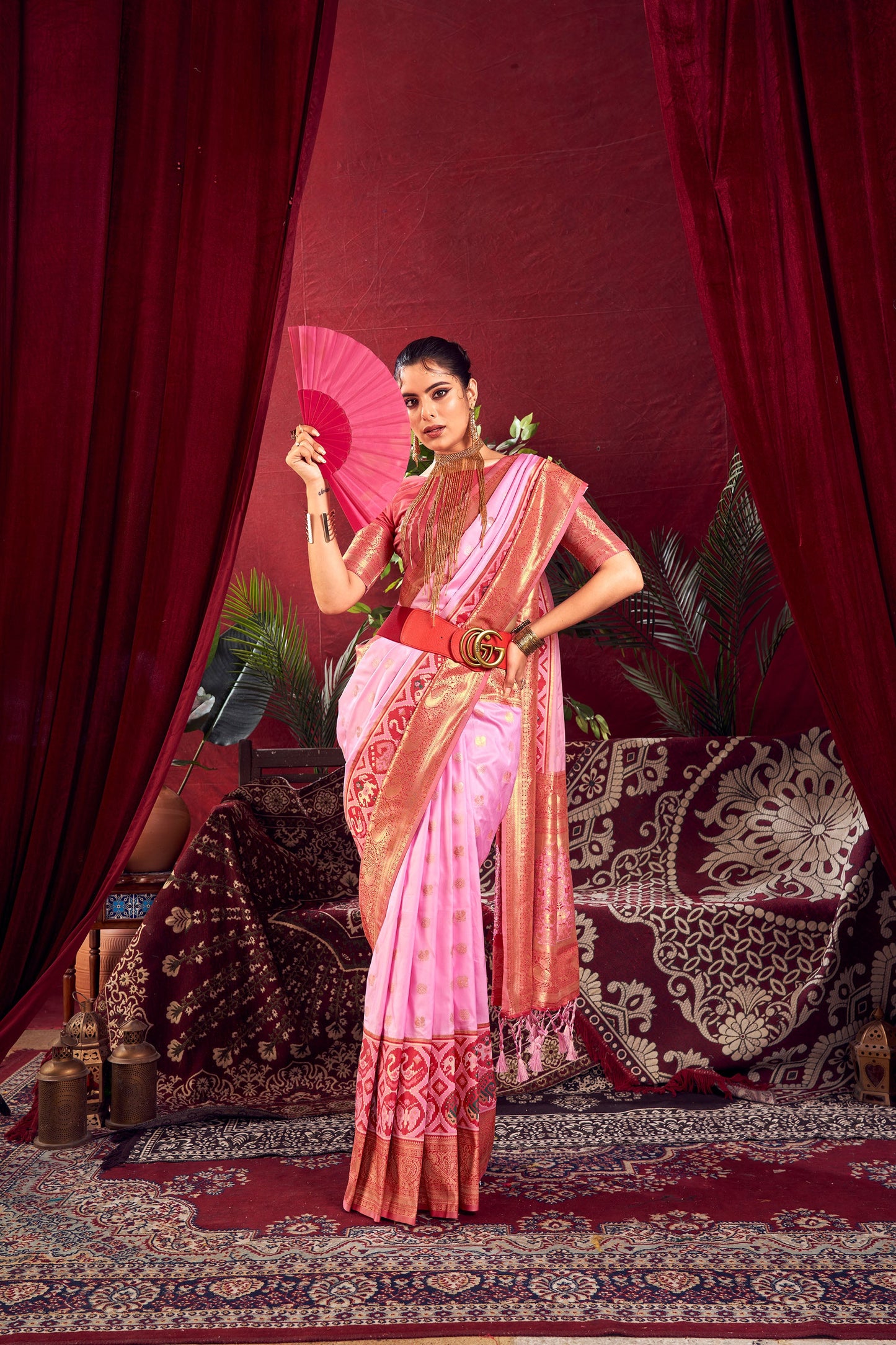Nidhi Baby Pink Paithani Silk Zari woven Patola Border Saree
