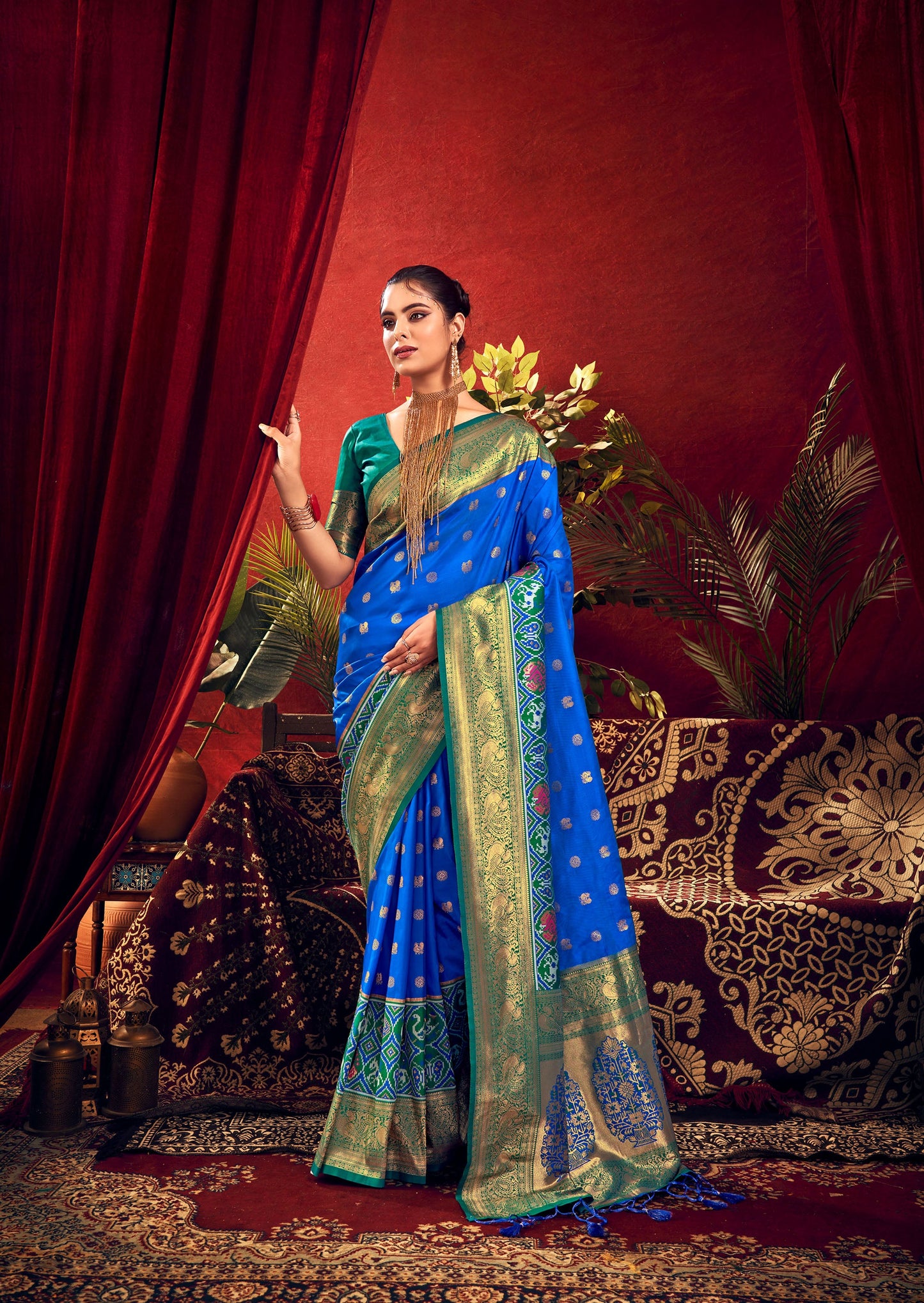 Nidhi Royal Blue Paithani Silk Zari woven Patola Border Saree