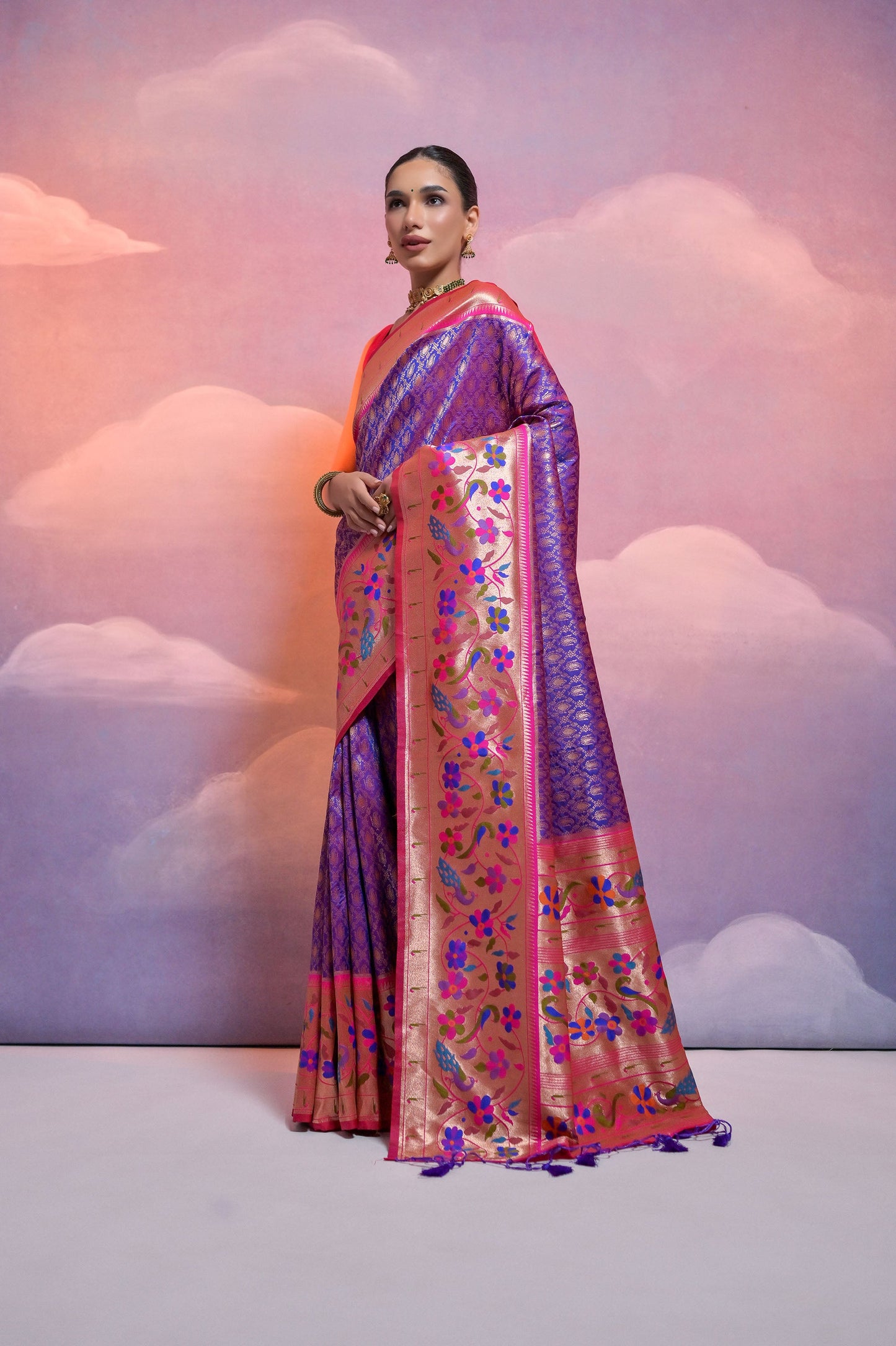 Royal Blue Paithani Silk Meenakari Zari Woven Saree