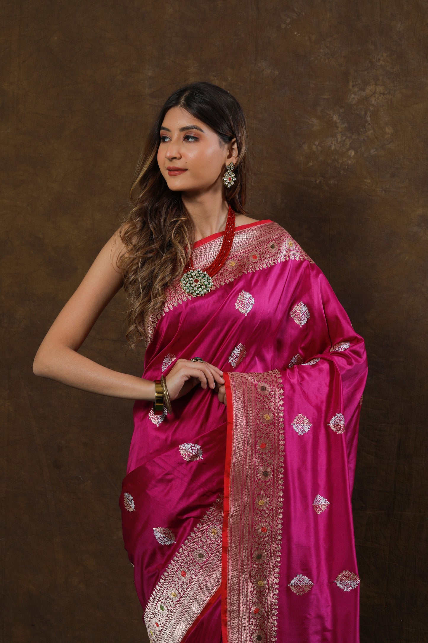 Rani Pink Handwoven Kadwa Katan Silk Saree
