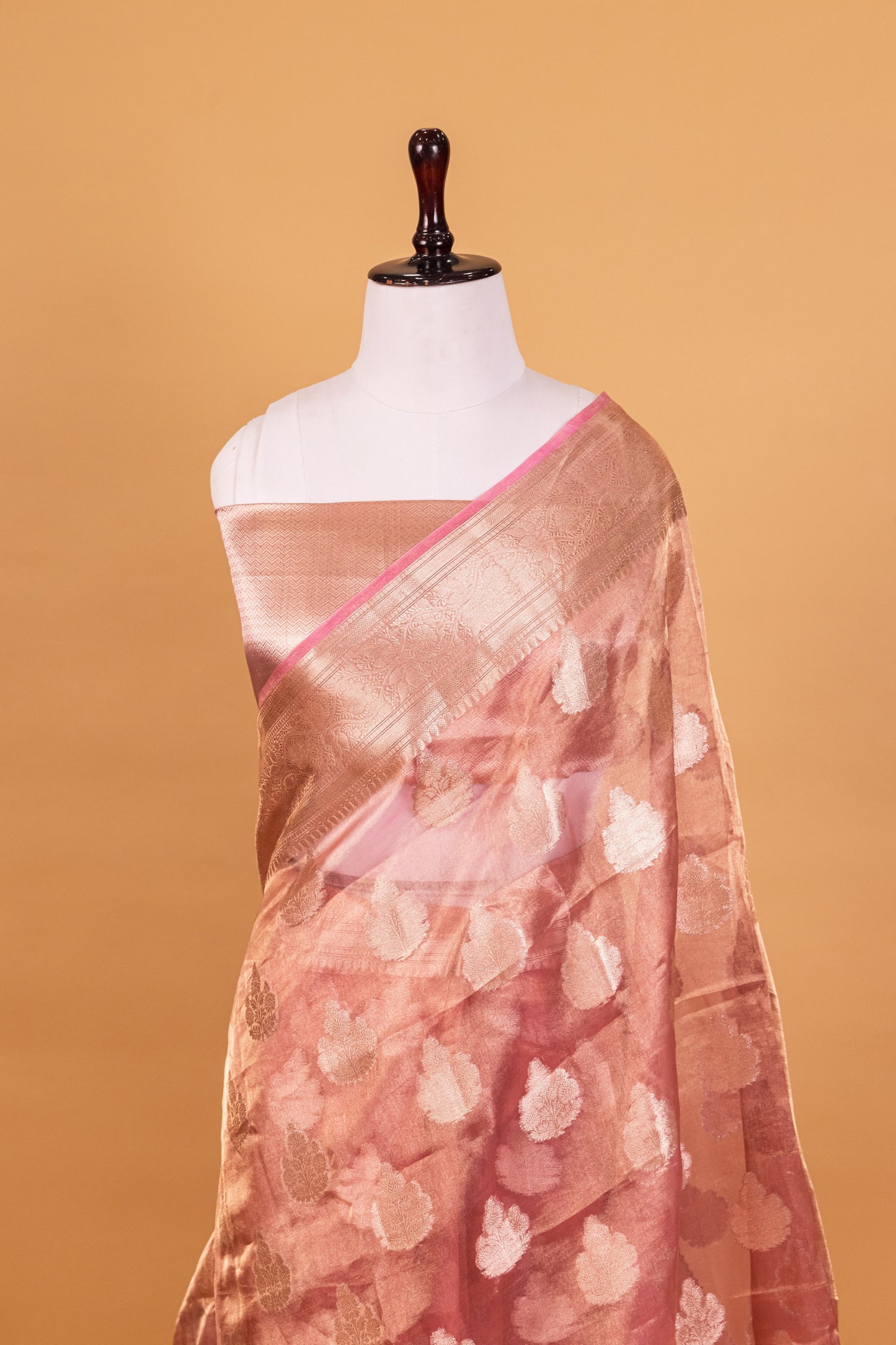Pink Tissue Pure Silk Dyed Saree