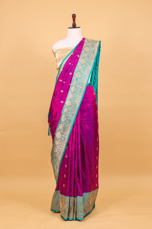 Purple Katan Pure Silk Kadhwa Saree