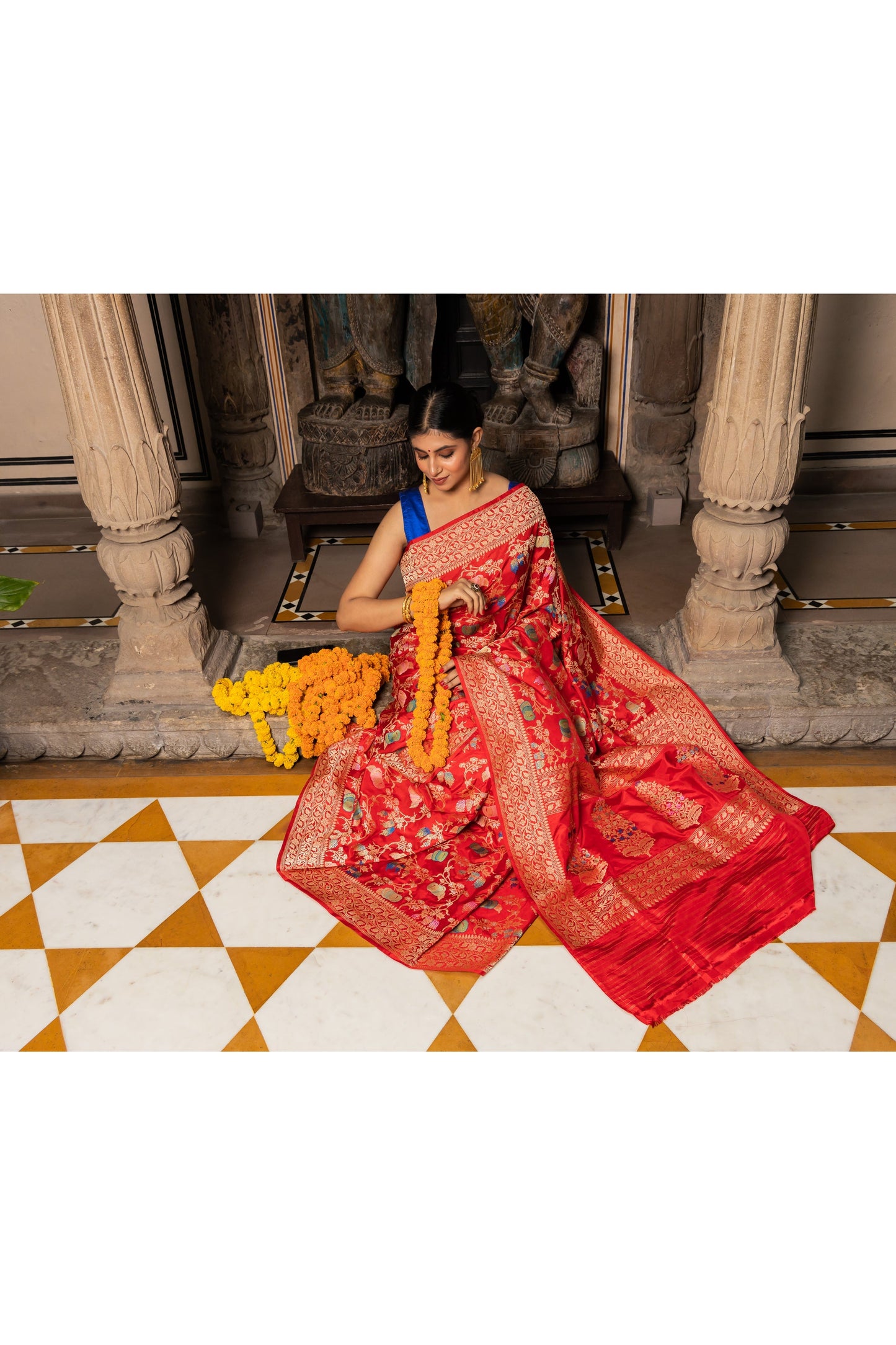 Red Handwoven Kadwa Katan Silk Saree
