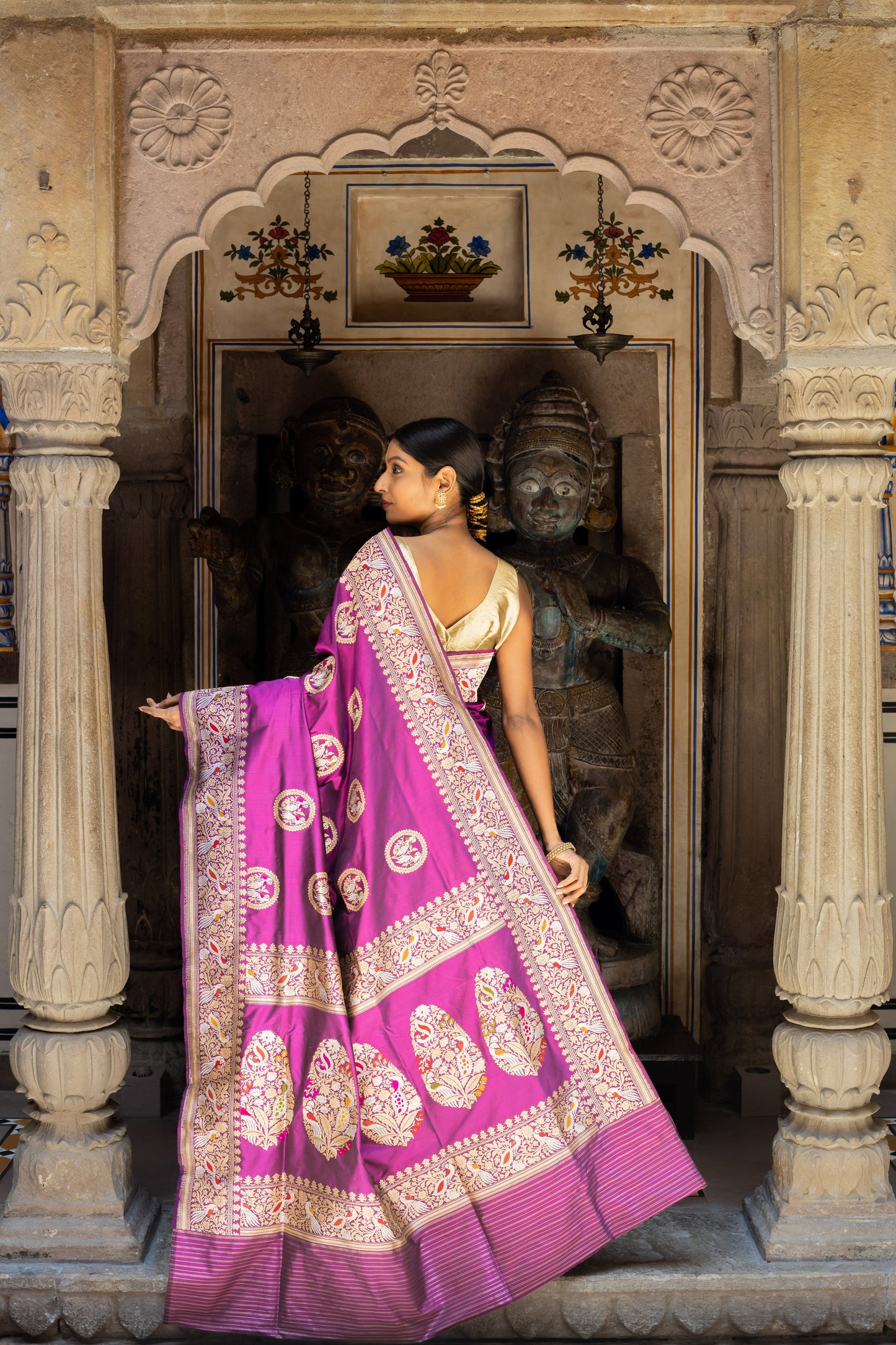 Purple Handwoven Kadwa Katan Silk Saree