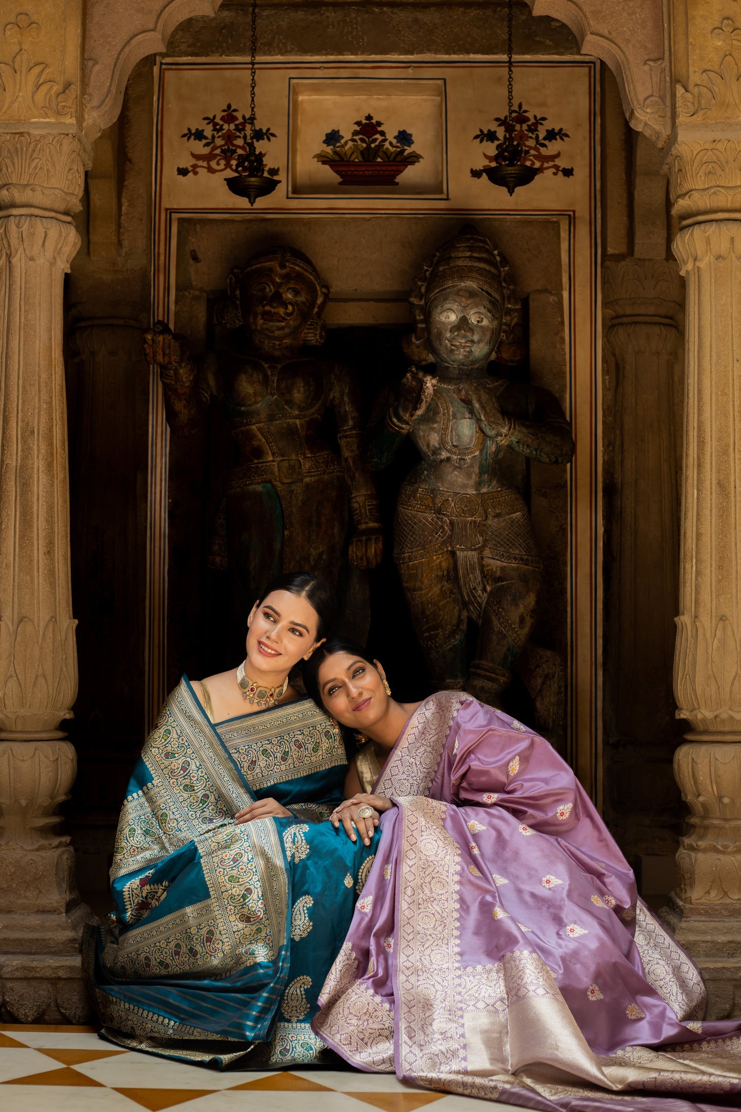 Teal Handwoven Kadwa Katan Silk Saree