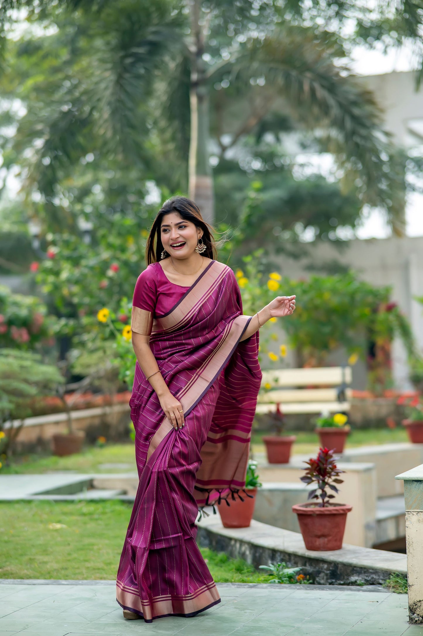 Rani Raw Silk Lining Zari woven Saree