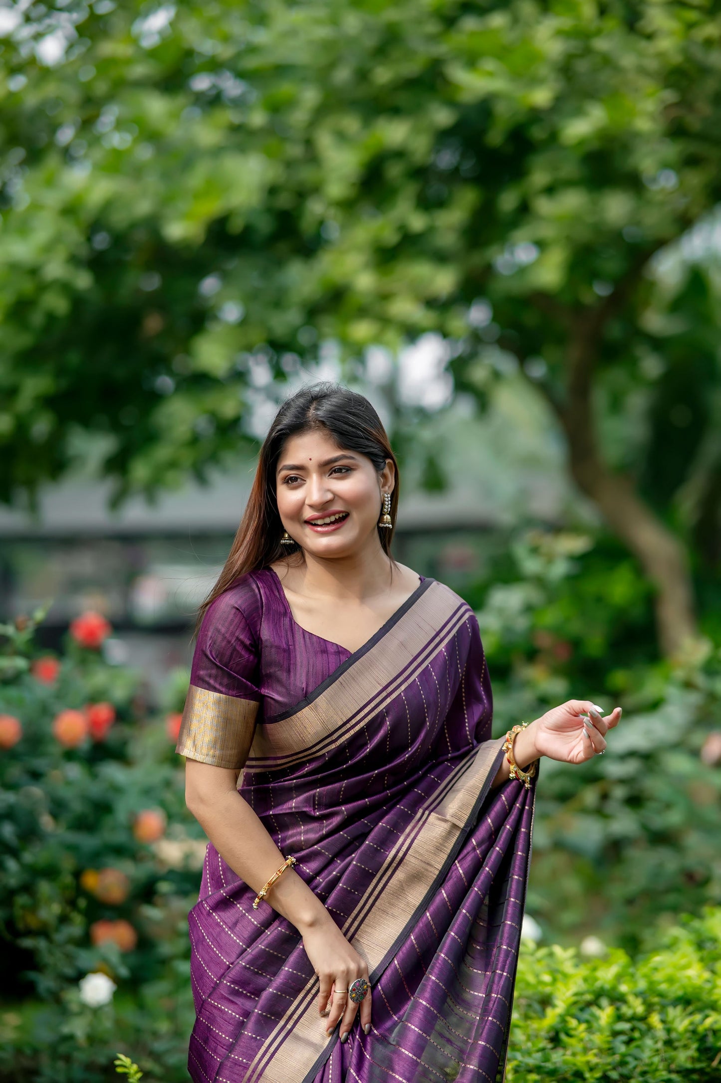 Wine Raw Silk Lining Zari woven Saree