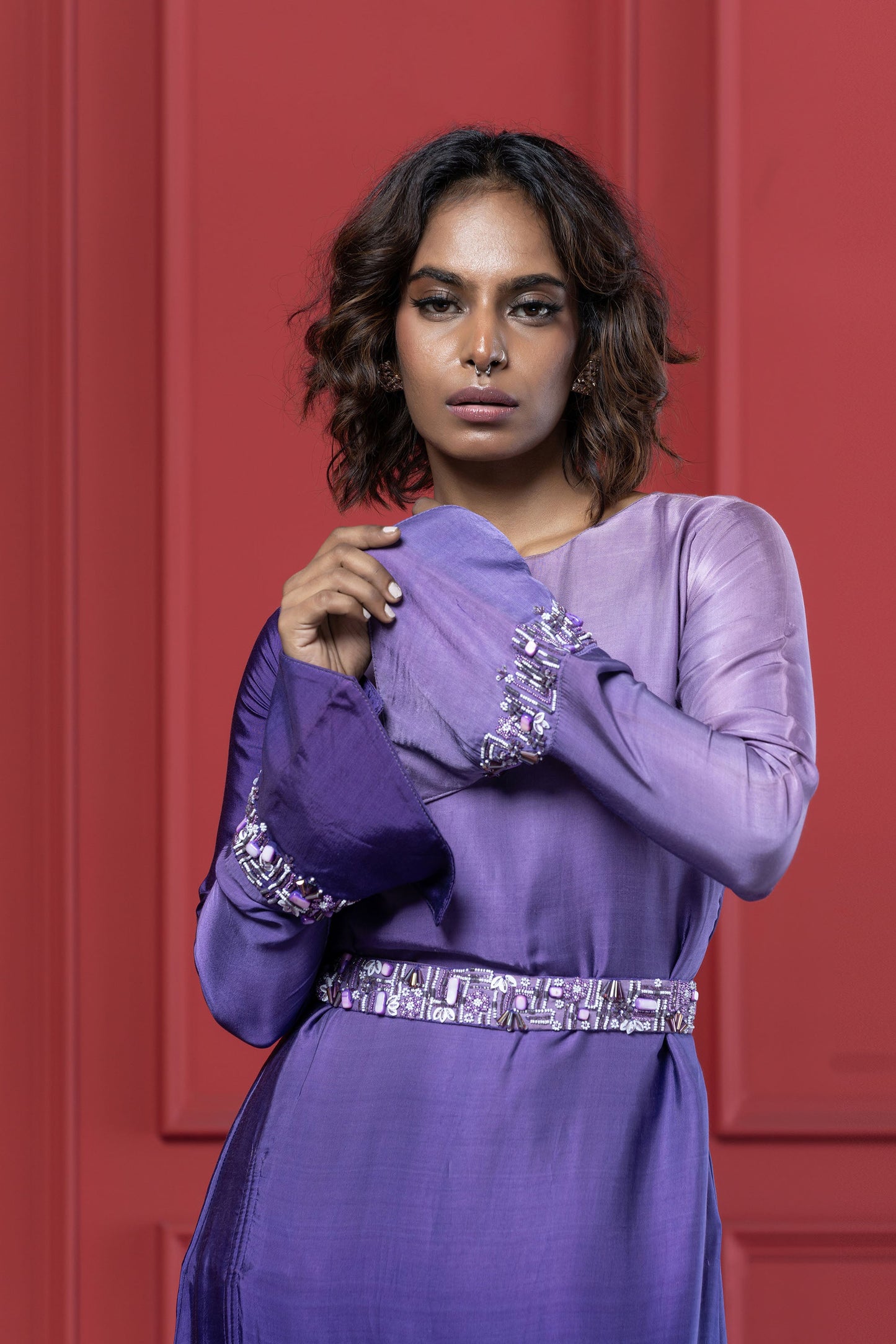 Violet Rich Ombre Gaji Silk Tunic