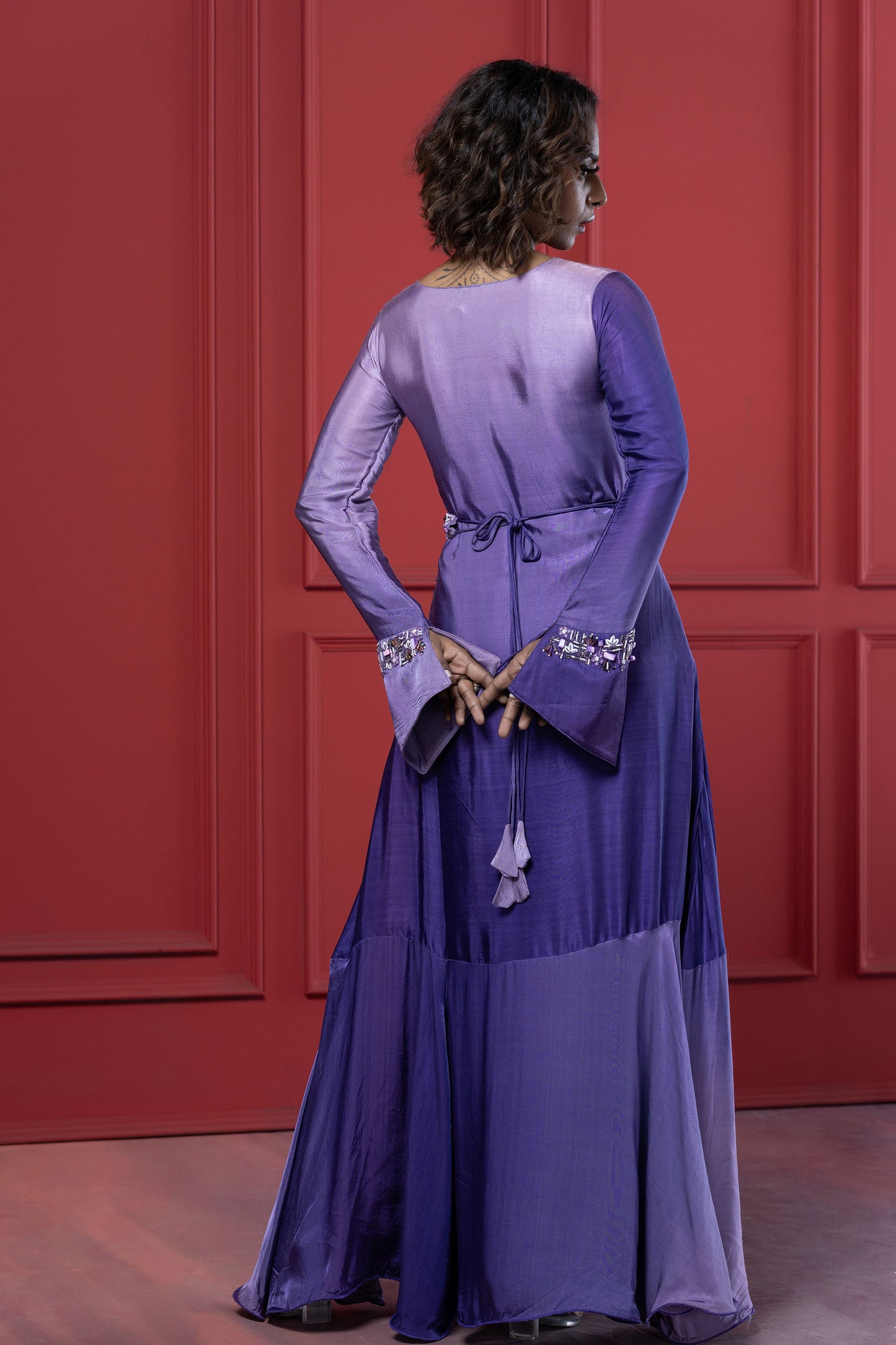 Violet Rich Ombre Gaji Silk Tunic
