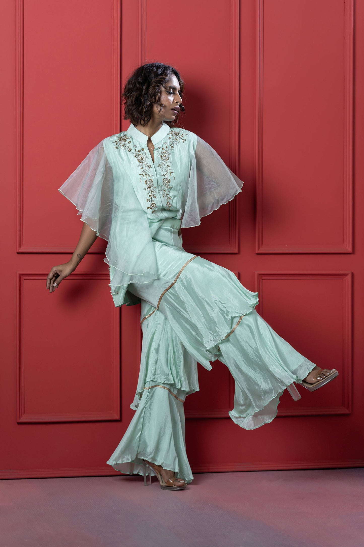 Mint Green Ruffle  Sharara Set