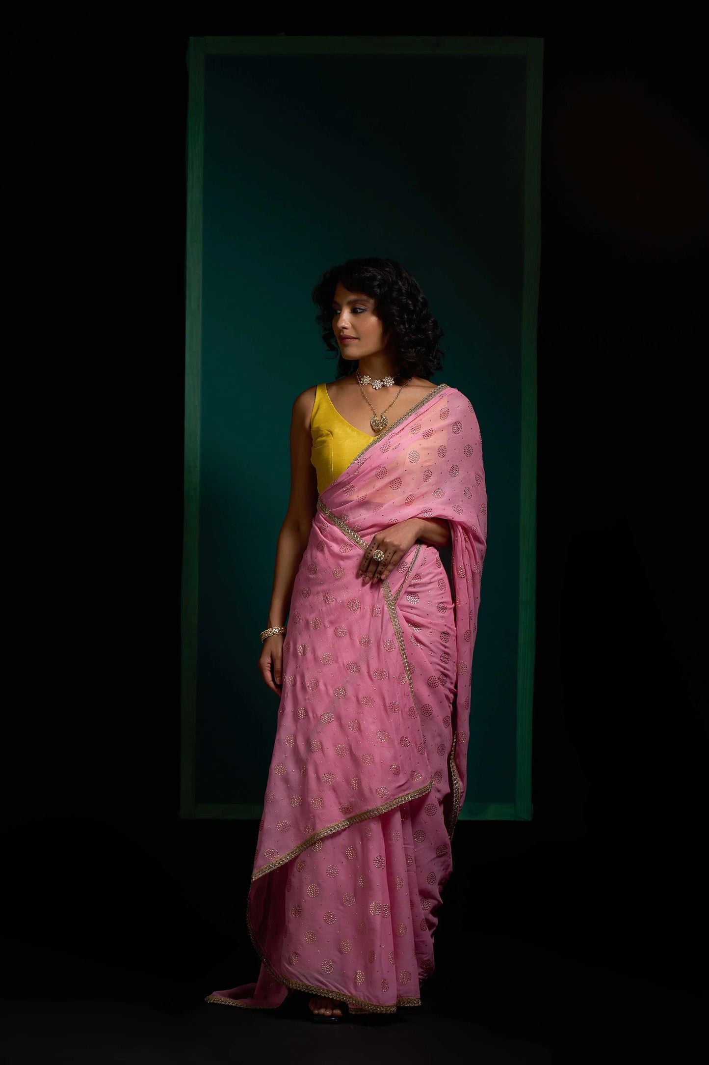 Rose Pink Pure Georgette Saree