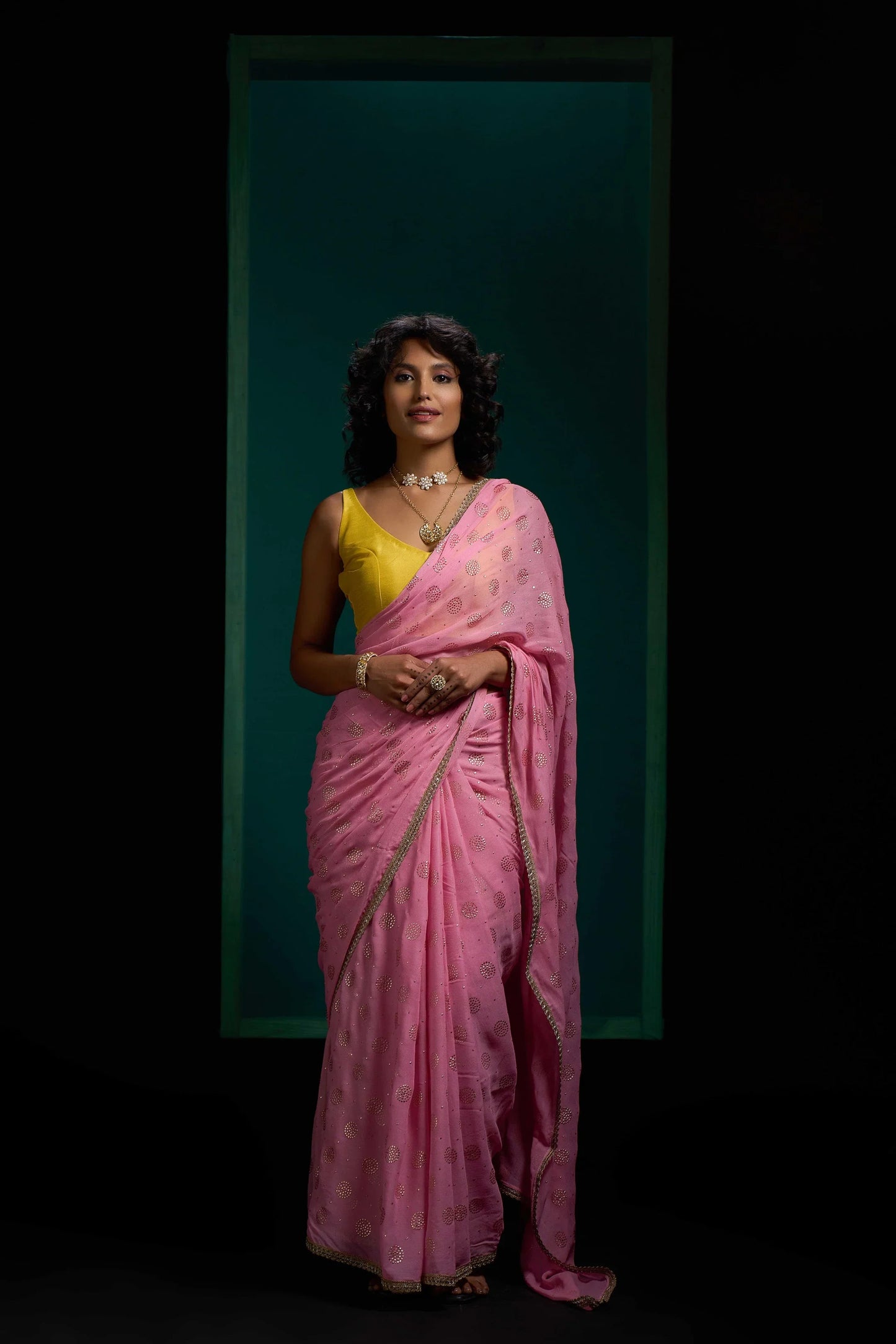 Rose Pink Pure Georgette Saree
