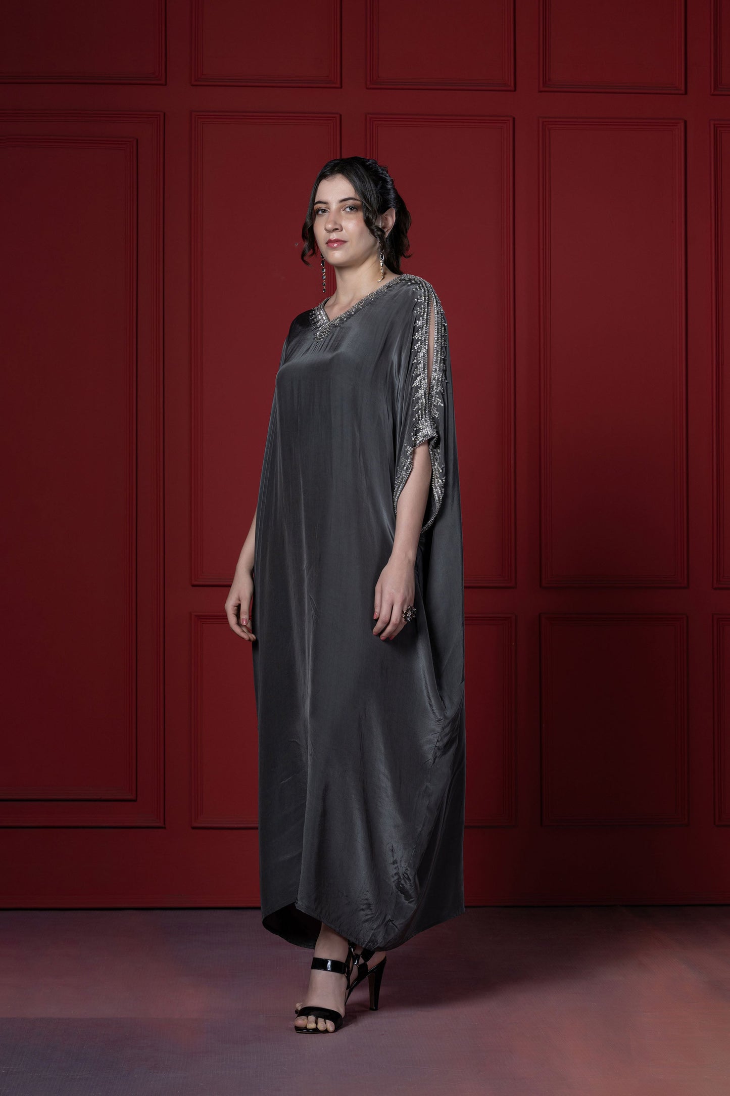 Grey Crystal Kaftan Tunic