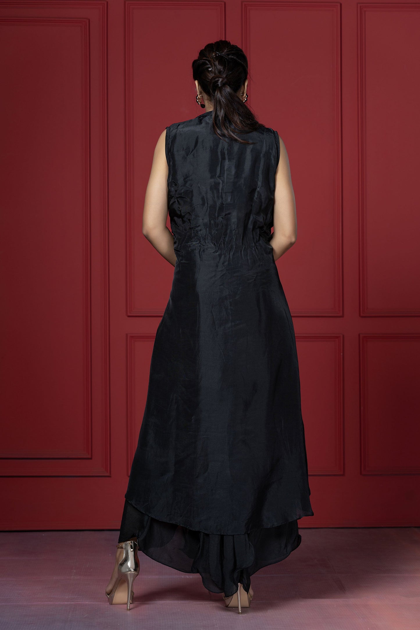 Black Indo Western  Long Gown Jacket