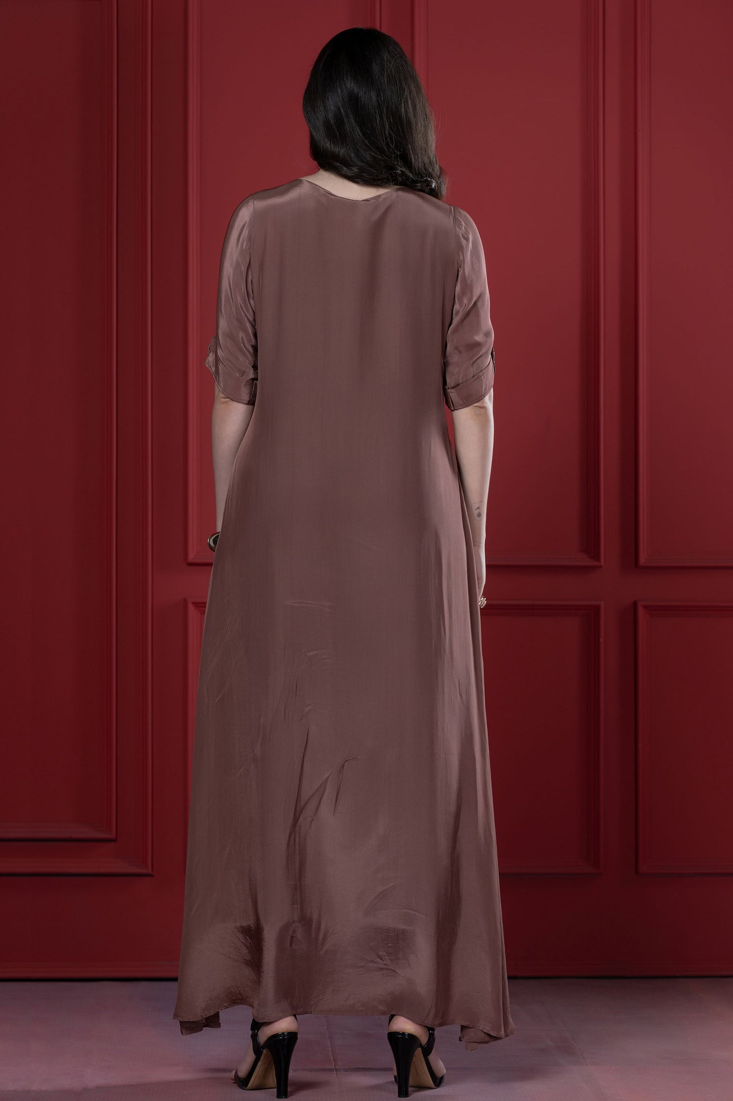 Mauve 3D Side-Knot Flower  Tunic