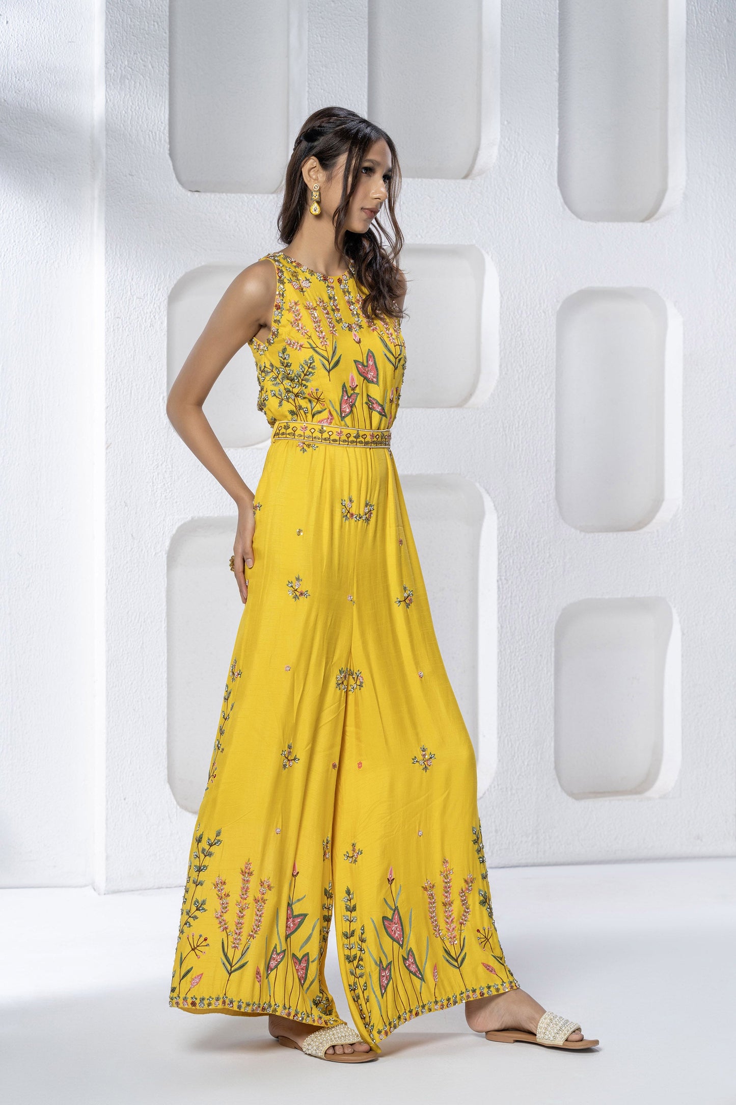 Yellow Dola Silk Vibrant Jumpsuit