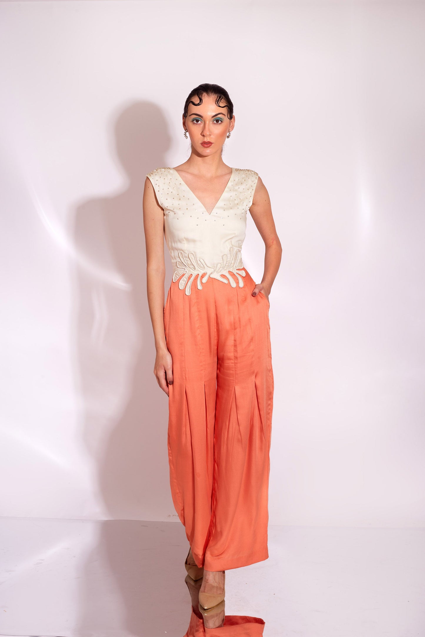 ORION  Cream and Tangerine  jumpsuit