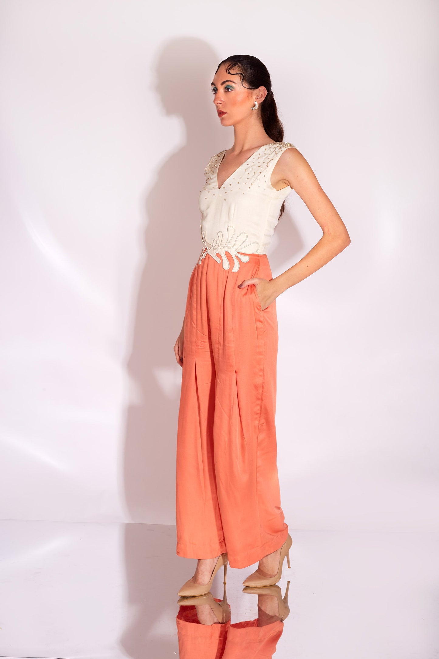 ORION  Cream and Tangerine  jumpsuit